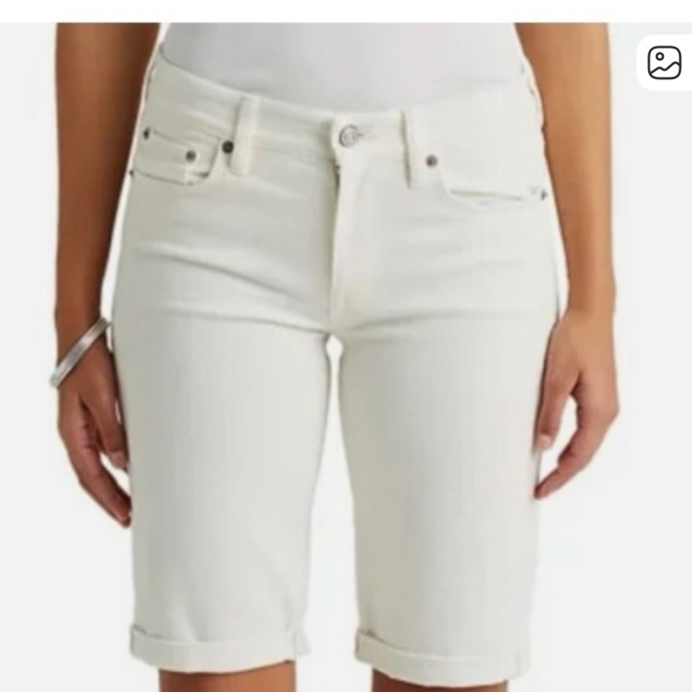 Lauren Ralph Lauren Cuffed Stretch Bermuda Shorts Women’s White Wash Size 2